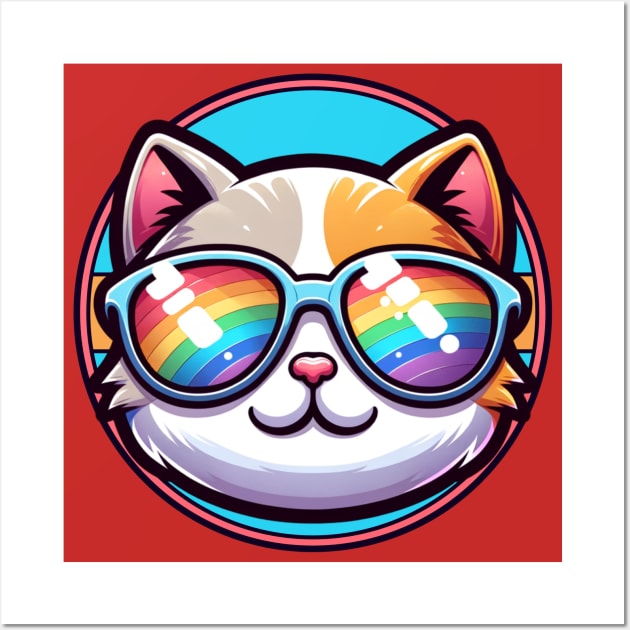 Cool Rainbow Cat - LGBTQ Pride Wall Art by Prideopenspaces